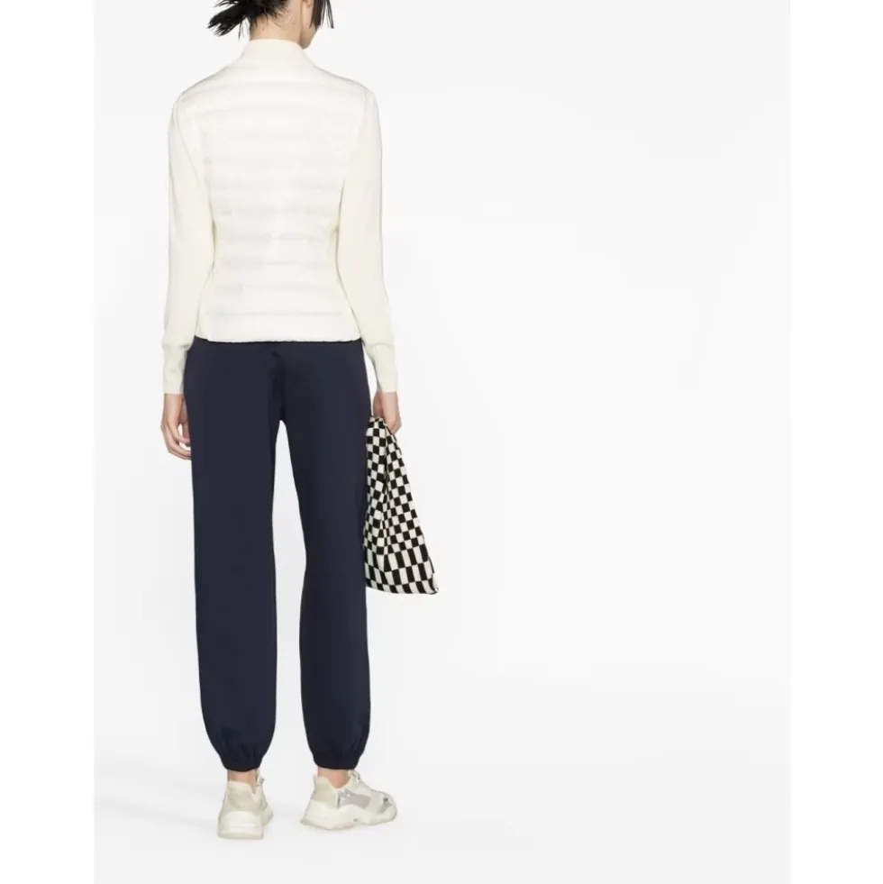Hvid Polstret Sweater med Logo Patch