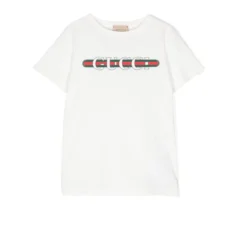 Hvid T-shirt Med Logo Print Og Web I Jersey