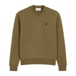 Klassisk Khaki Sweatshirt med Ami Coeur Logo