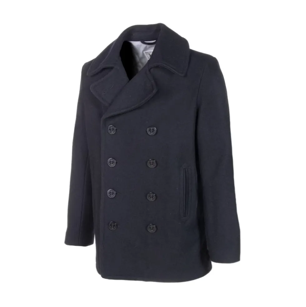 Klassisk Navy Peacoat med dobbeltradet knapper
