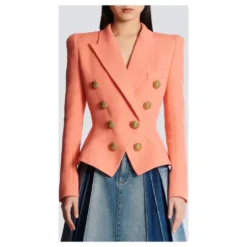 8-knaps Cinched-waist Jakke