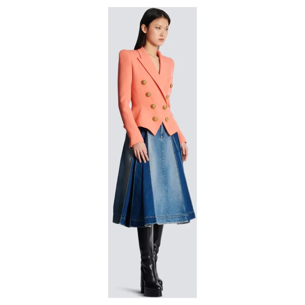 8-knaps Cinched-waist Jakke