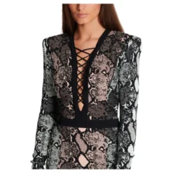 Kort snørekjole i snakeskin-jacquard