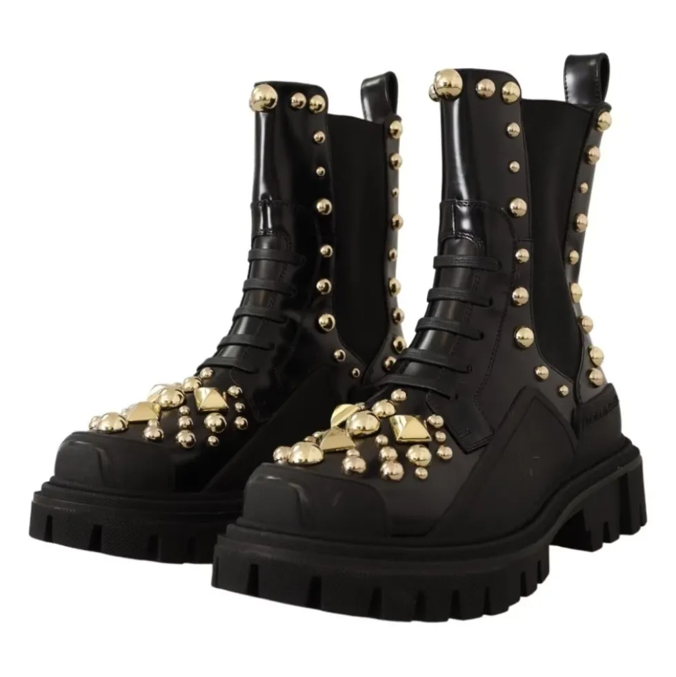Leather Studded Combat Boots