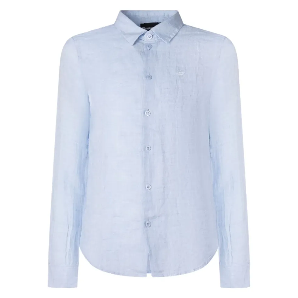 Linen Shirt with Eagle Embroidery