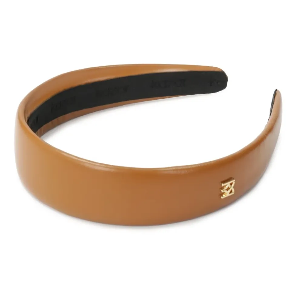Lysbrun hårbånd med lille monogram