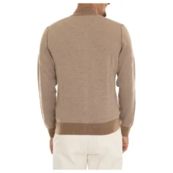 Merino Wool Zip Cardigan med Kontrastdetaljer