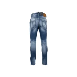 Mænds Knaphul Jeans med Læder Patch