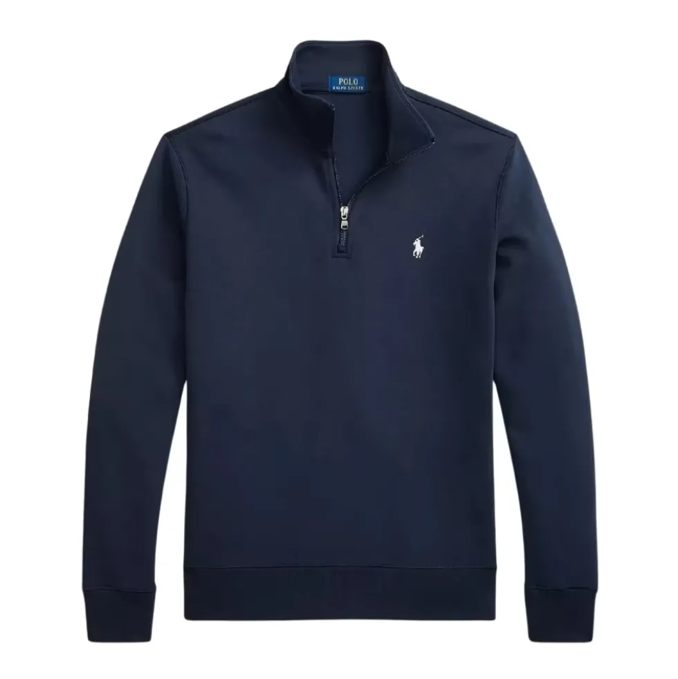 Navy blå sweatshirt med stående krave