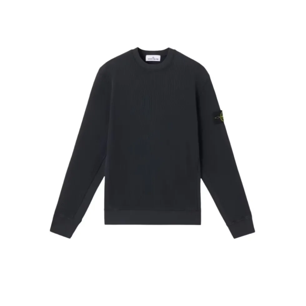 Navy Blue Crewneck Waffle Sweatshirt