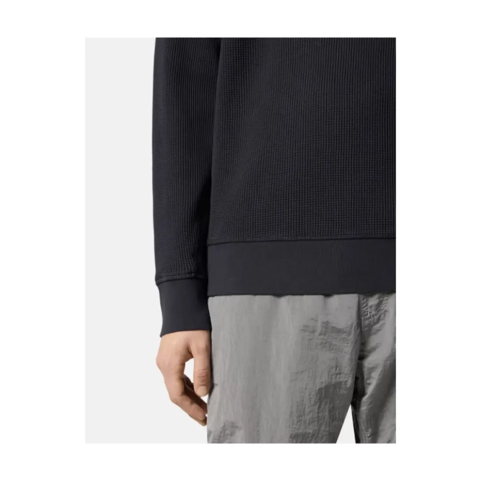 Navy Blue Crewneck Waffle Sweatshirt