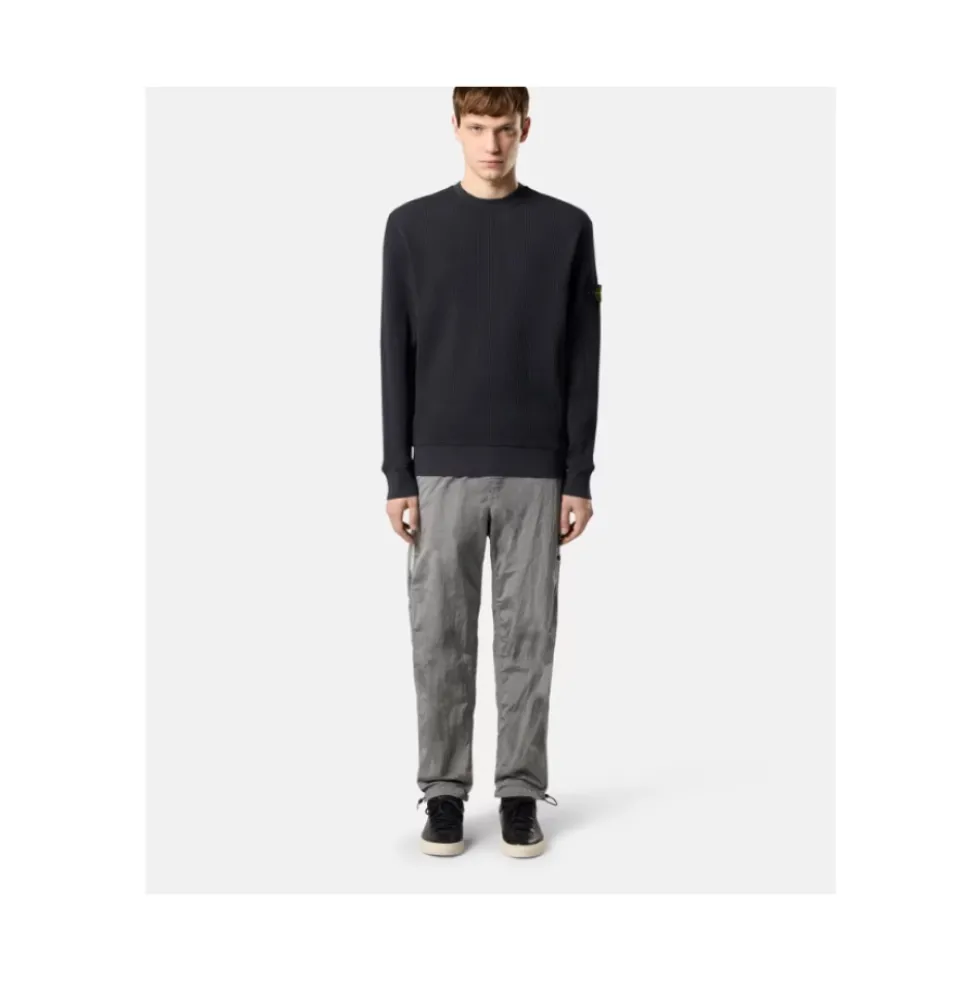 Navy Blue Crewneck Waffle Sweatshirt
