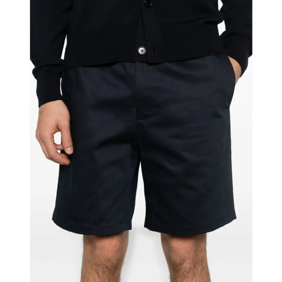 Navy Blue Elastisk Talje Shorts