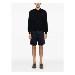 Navy Blue Elastisk Talje Shorts
