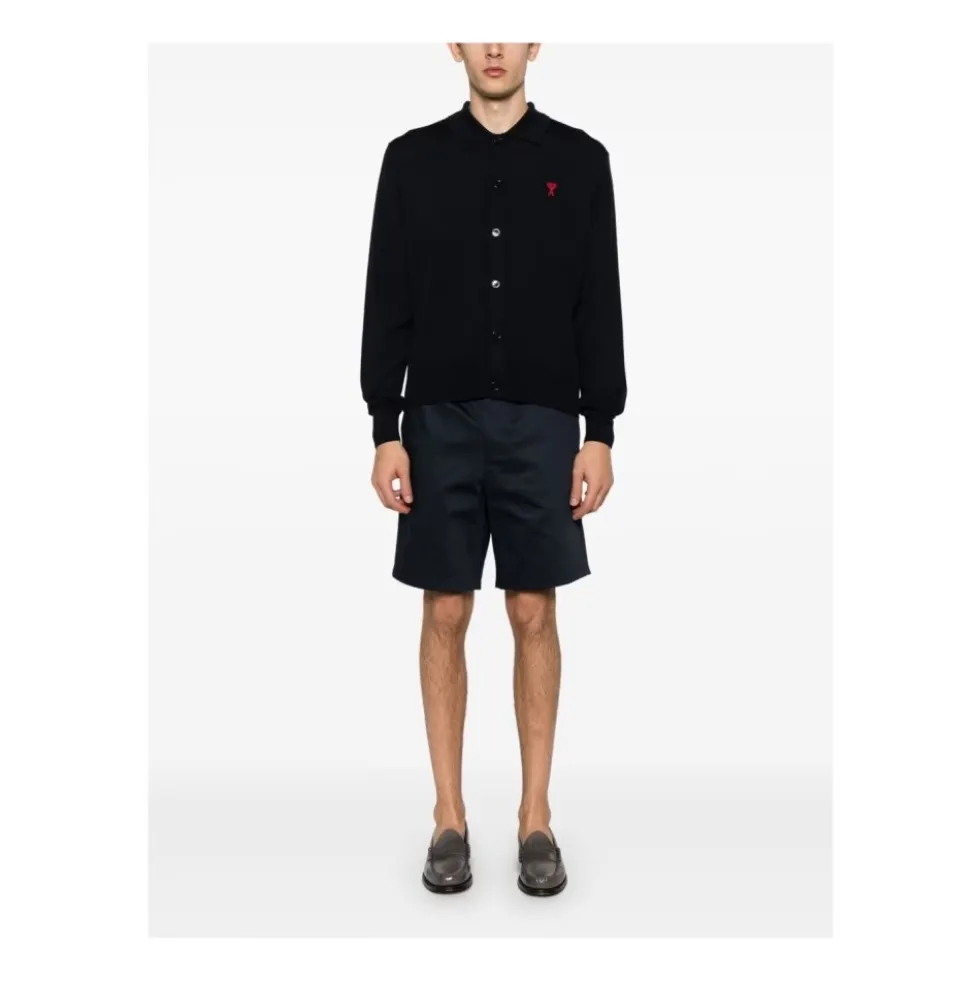 Navy Blue Elastisk Talje Shorts