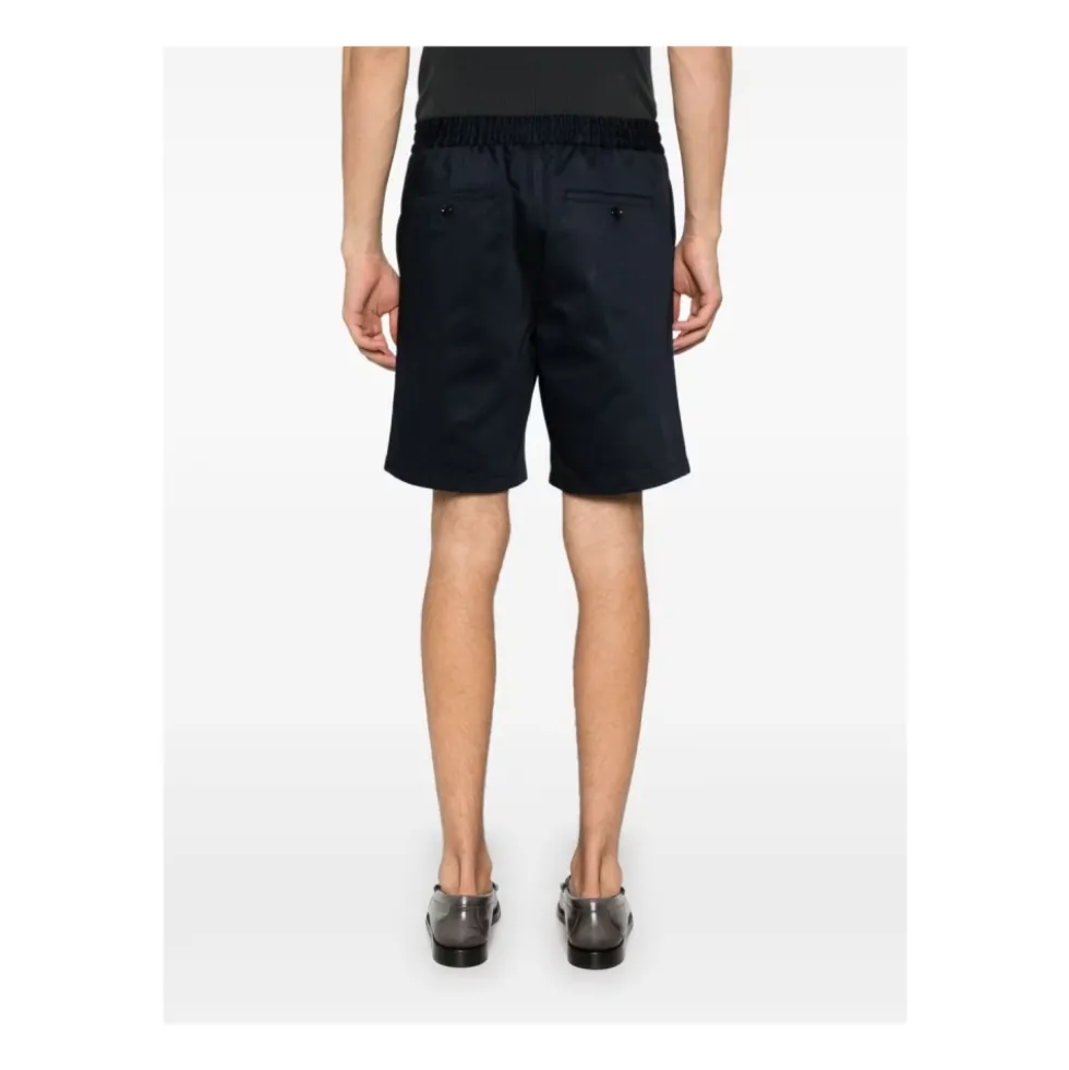 Navy Blue Elastisk Talje Shorts