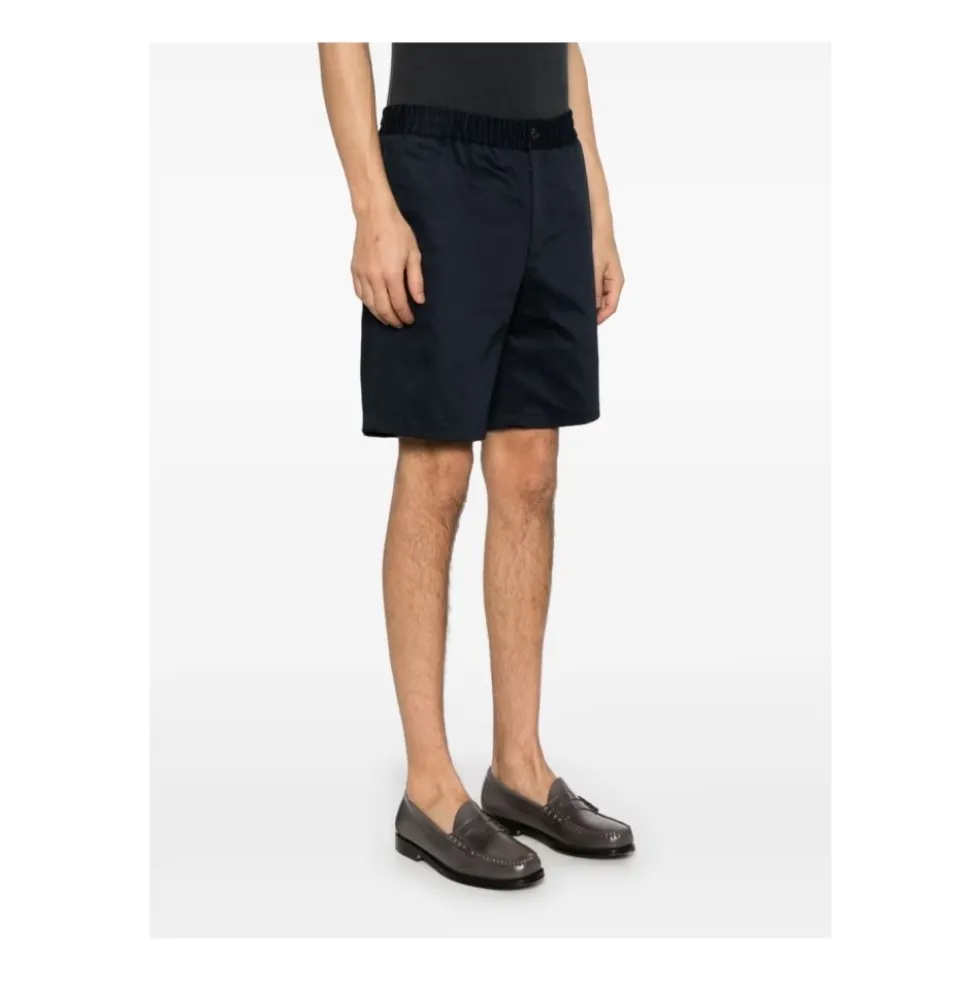 Navy Blue Elastisk Talje Shorts