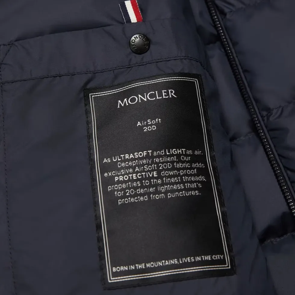 Navy Læderkantet Bikerjakke