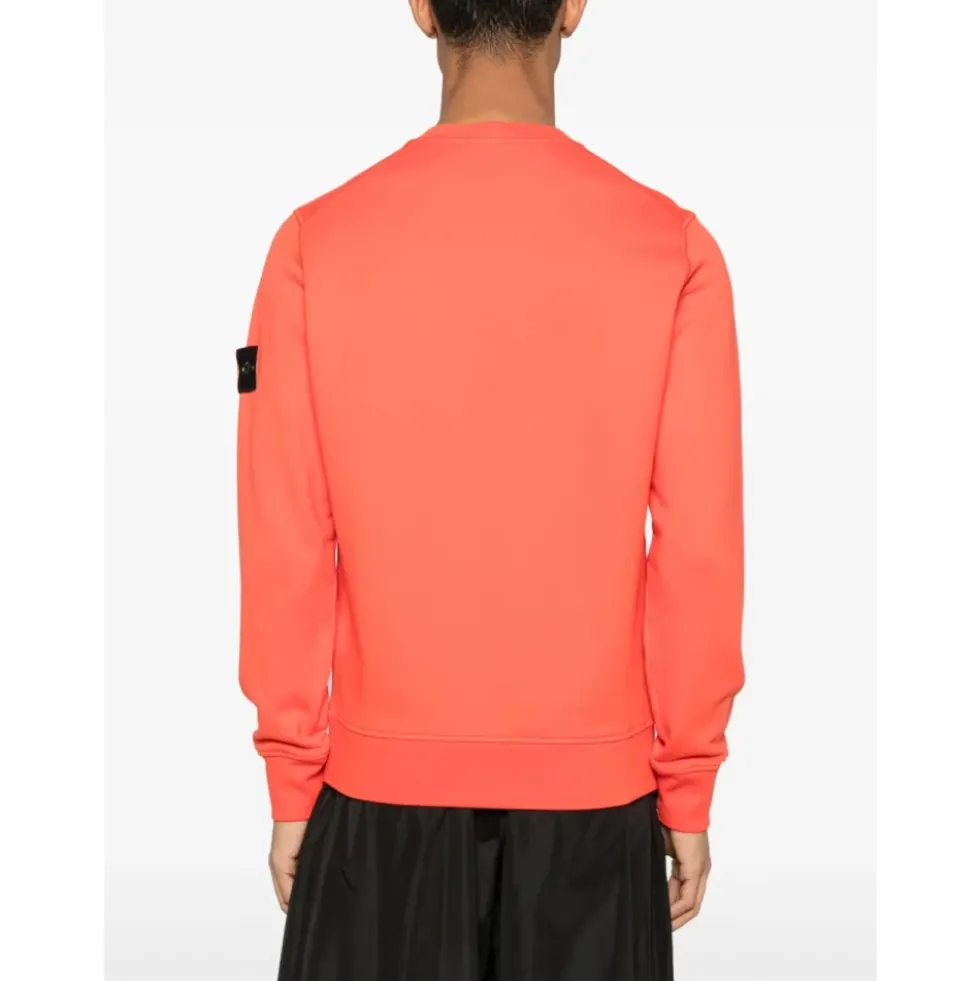 Orange Crew-neck Bomuld Fleece Sweatshirt