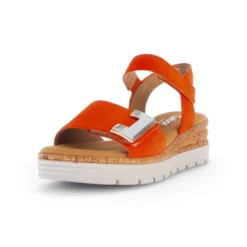 Orange Ruskindssandal med Velcro Lukning