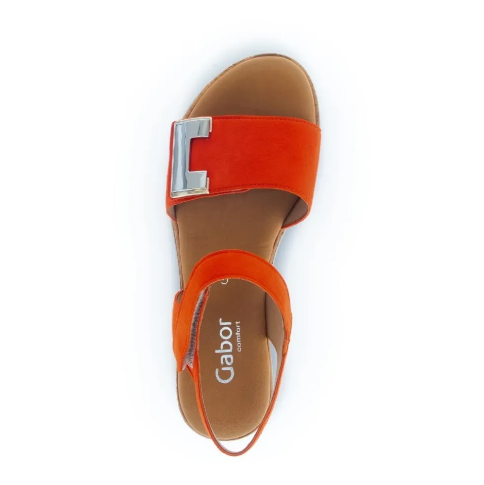 Orange Ruskindssandal med Velcro Lukning