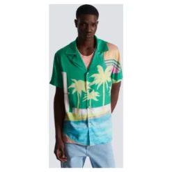Palm Tree Print Pyjama Skjorte
