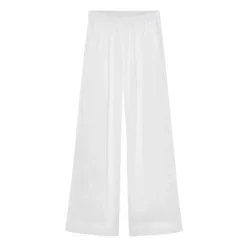 Pantalone con elastico in vita in voile di lino e seta gessato