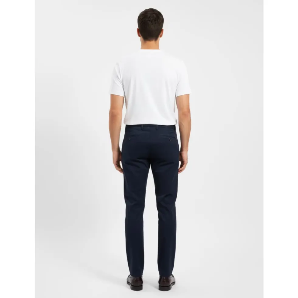 Pantalone cotone seta elasticizzato con pences