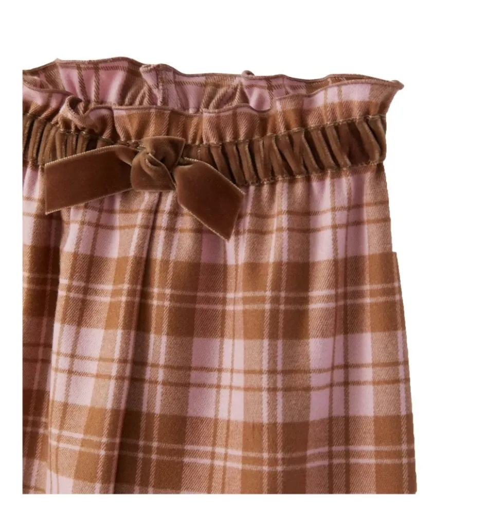 Pantalone Fantasia Check con Cinturino e Fiocco