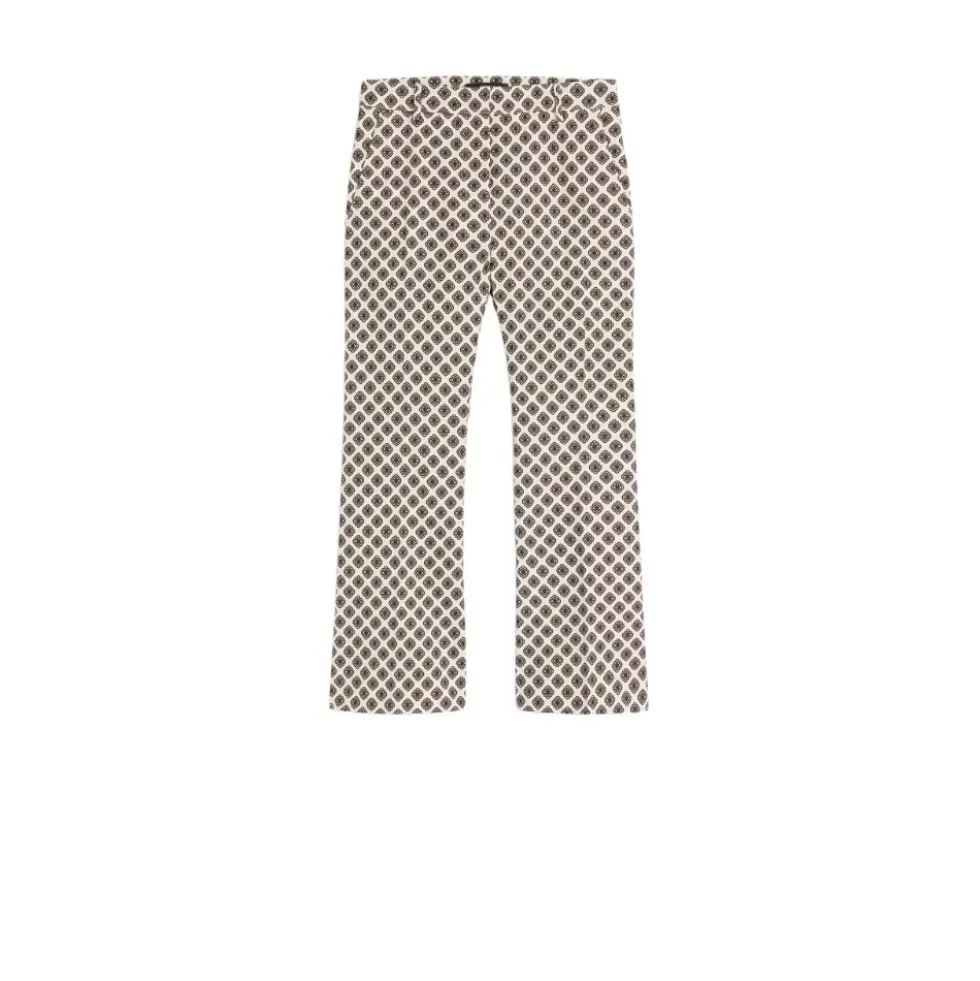 Pantalon i vævet bomuldsstretch med print