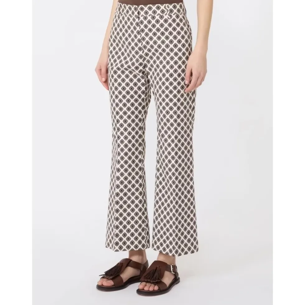Pantalon i vævet bomuldsstretch med print
