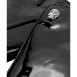 Patent Nappa Mid-Gloves Crystal Skull