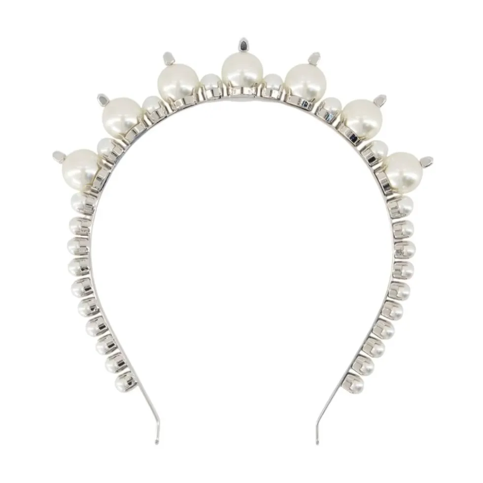 Perle Tiara Hårklemmer - Hvid