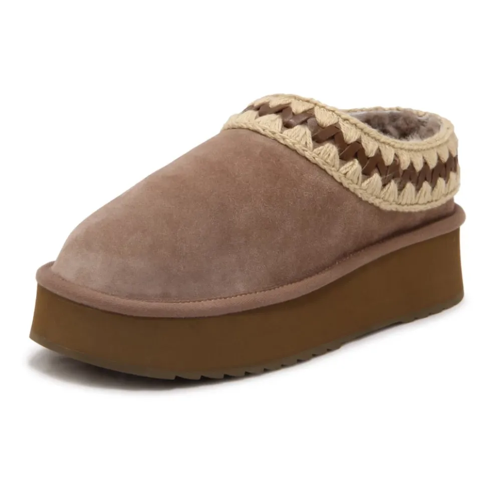 Platform Clog Suede Leather