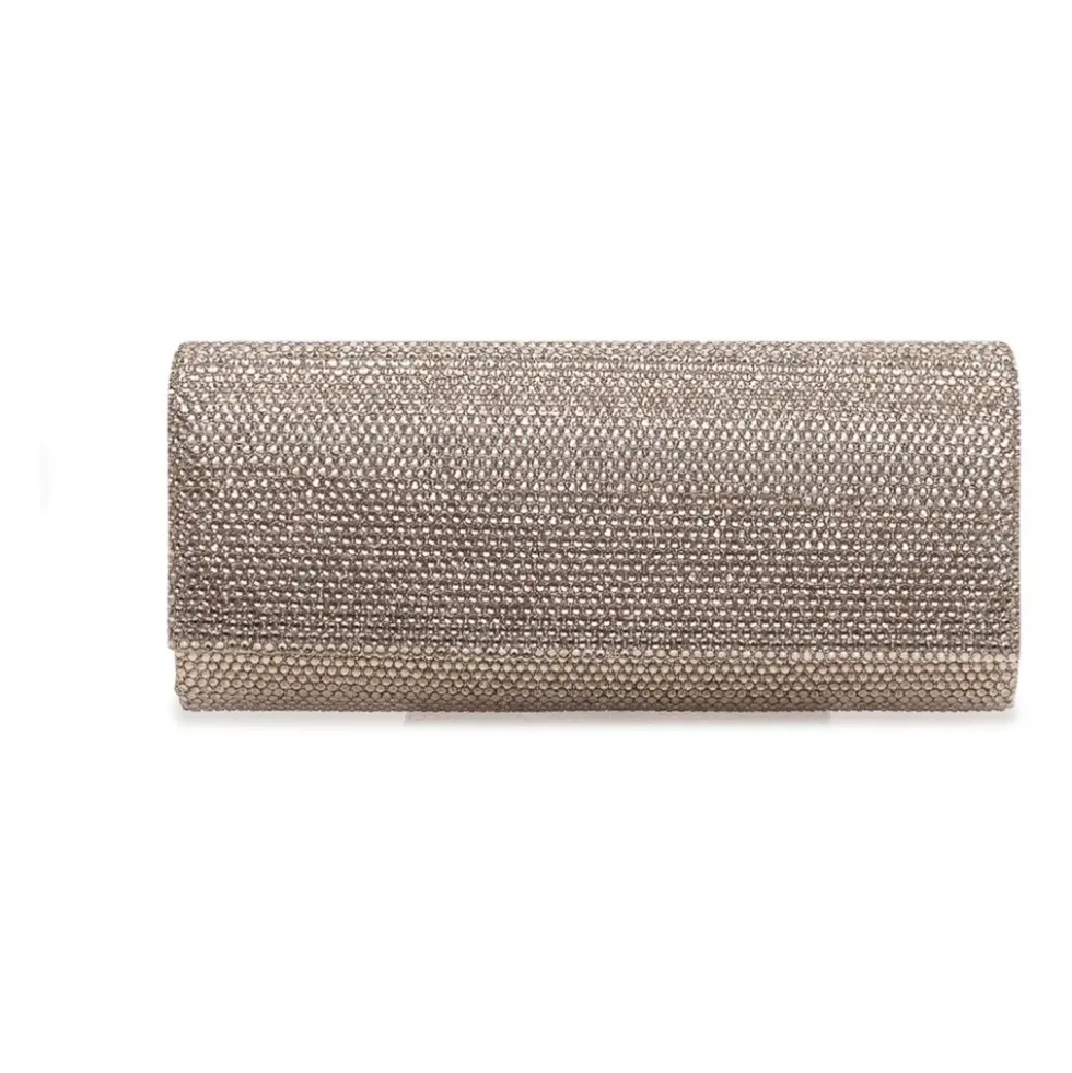 Pochette rigida rivestita di micro strass