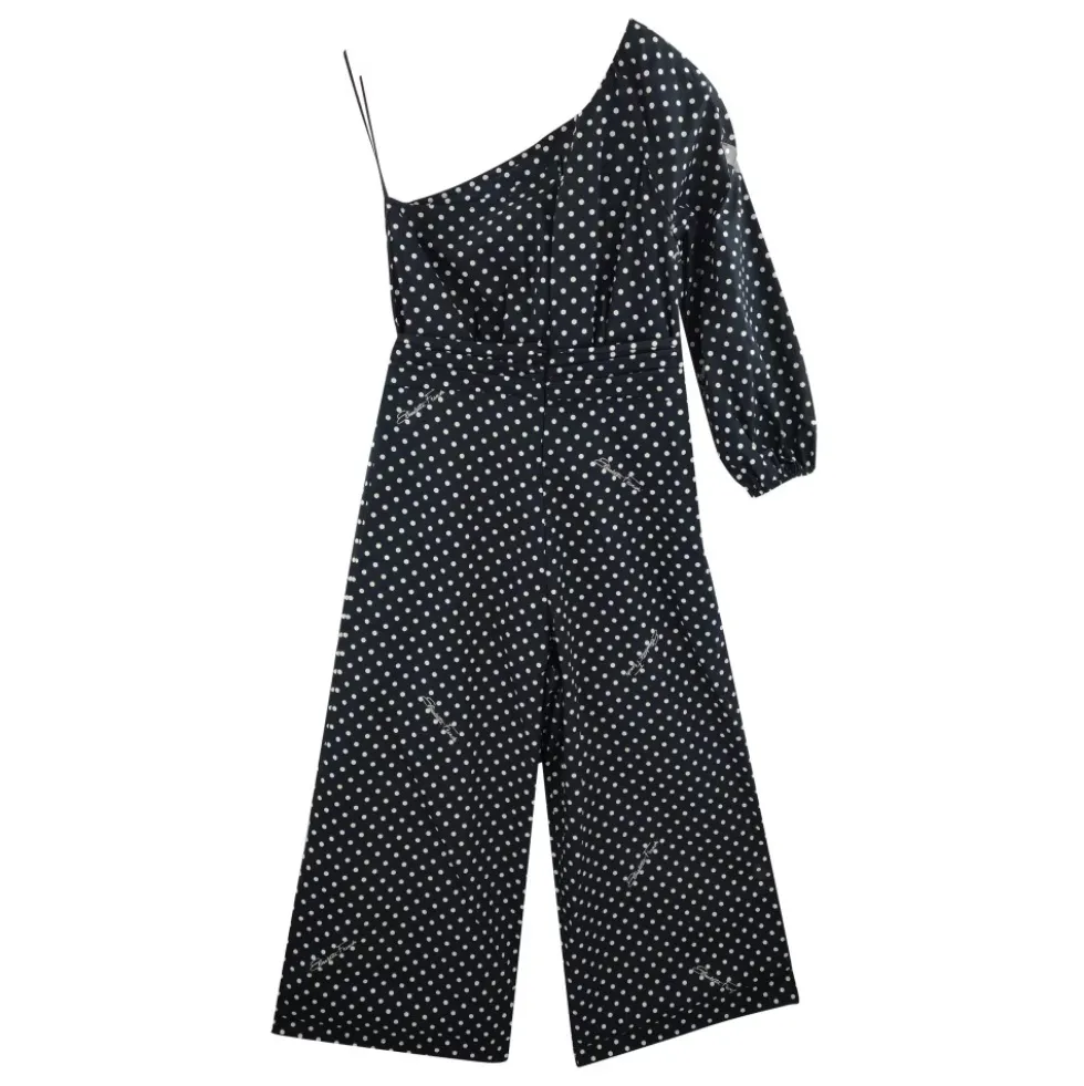 Poplin jumpsuit med polkaprikker