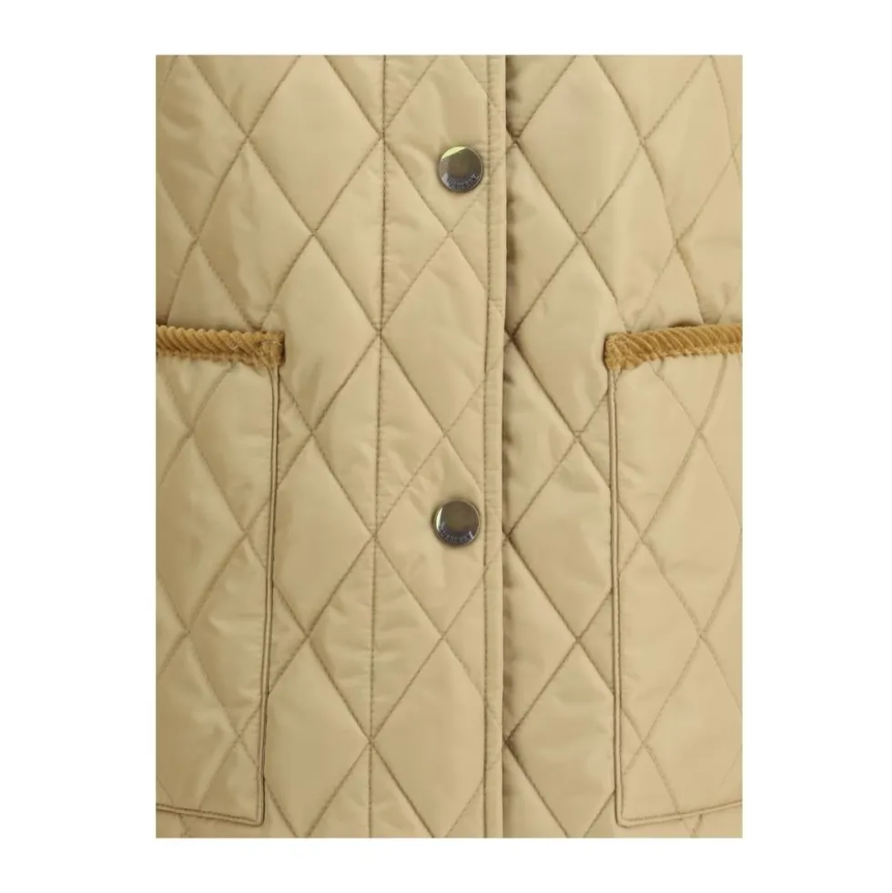 Quiltet jakke med corduroy trim
