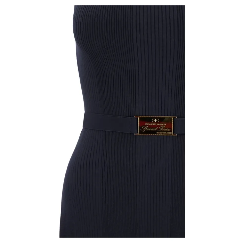 Ribbet ærmeløs turtleneck sweater