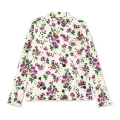 Ribbet top med blomstermotiv