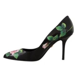 Rose Print Floral Hæle Kvinder Sort