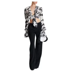 Ruffled love letter knotted crop shirt