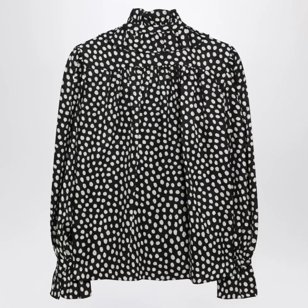 Ruffled Silk Jacquard Bluse
