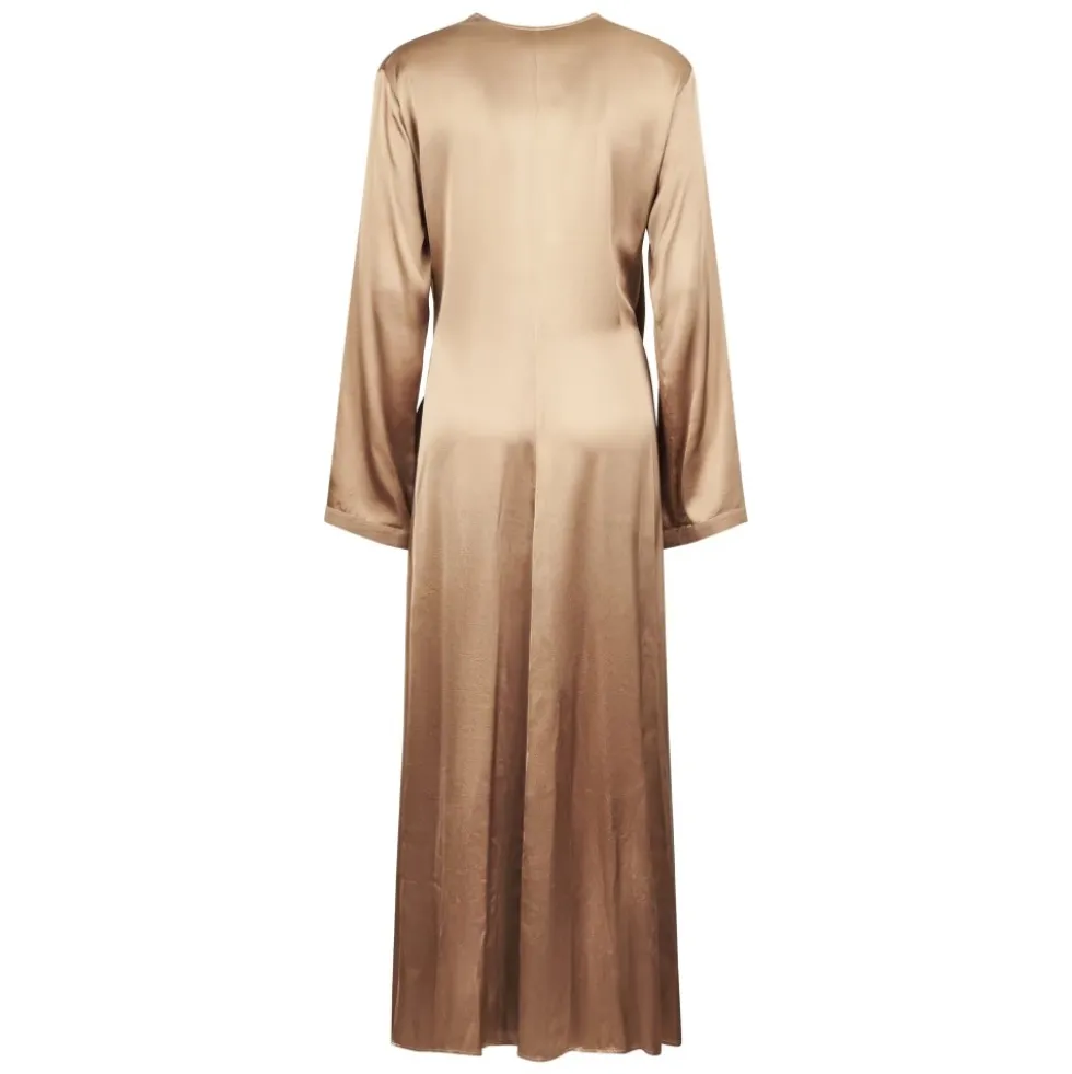 Shiny Stretch Silk Satin Crossed Dress