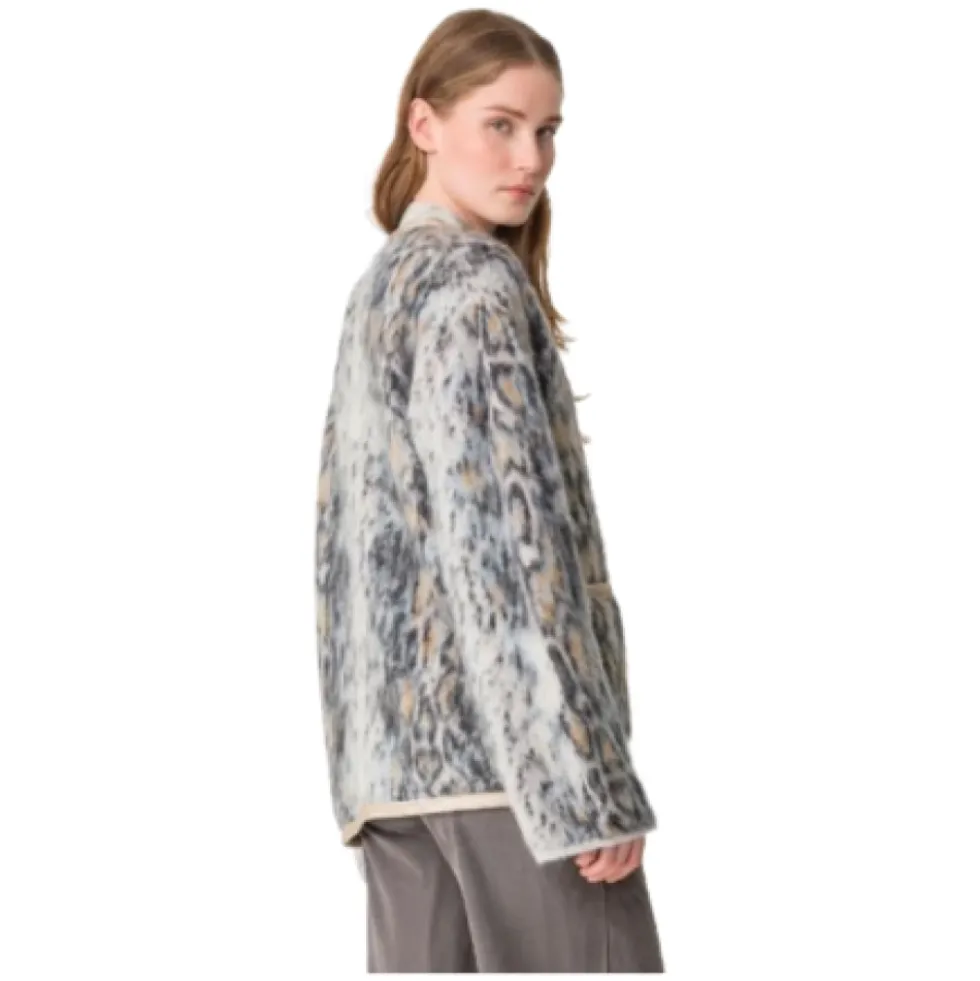 Short Alpaca Coat — "Plumes de Python" Pattern