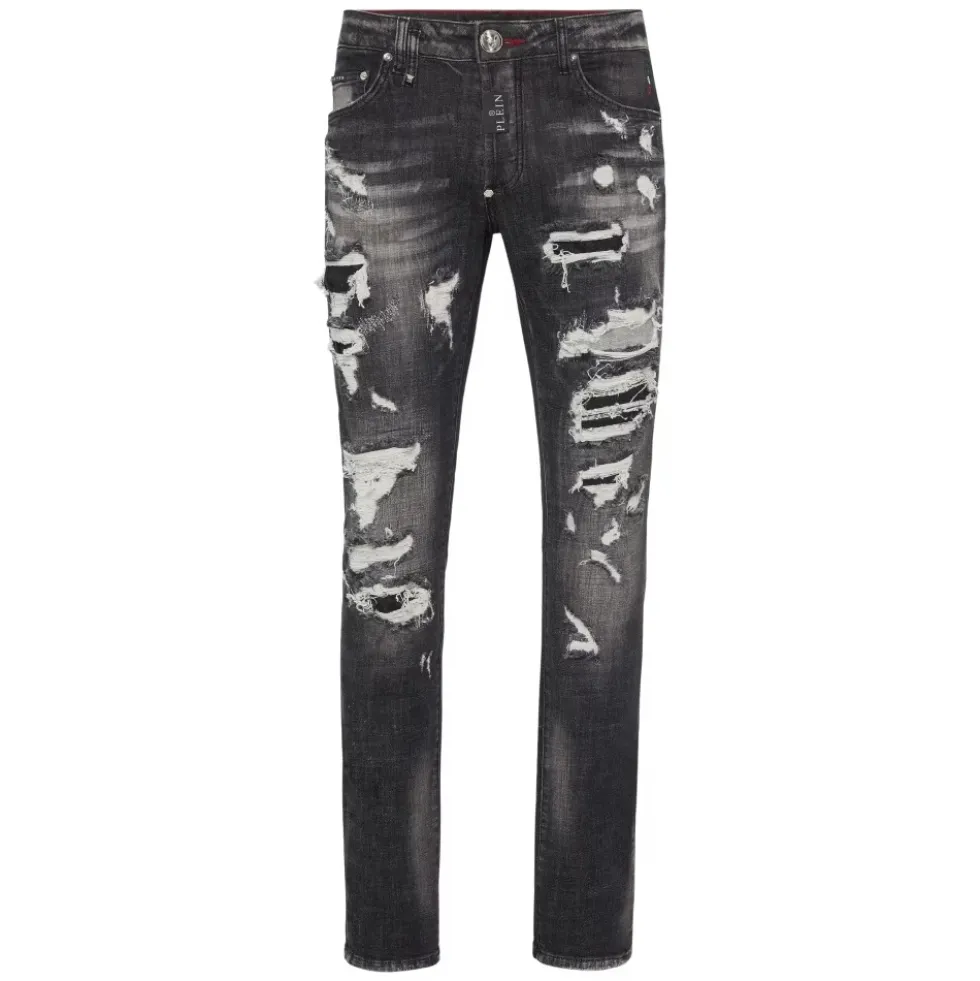 Slim Fit Brugt Effekt Jeans