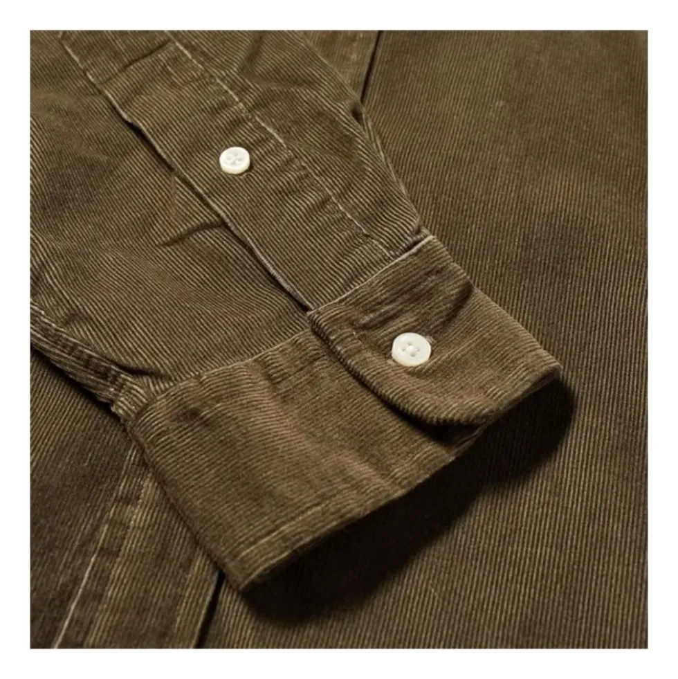 SLIM FIT CORDUROY SHIRT Olive Green