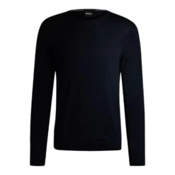 Slim-fit sweater i ren uld med rund hals
