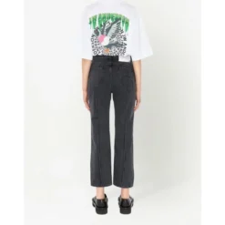 Sort Cropped Jeans med Kædedetalje