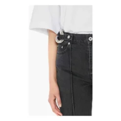 Sort Cropped Jeans med Kædedetalje