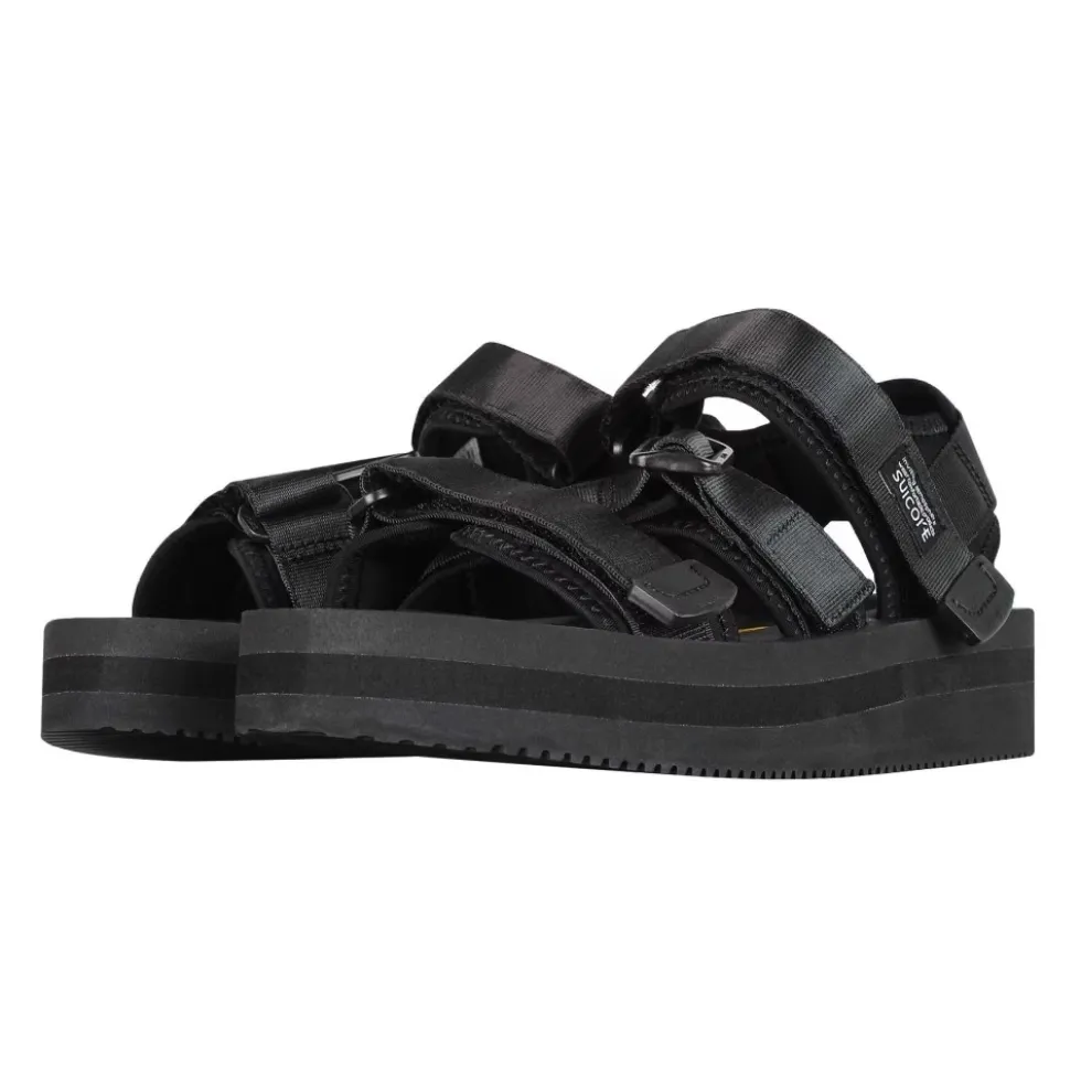 Sorte nylon sandaler med velcrolukning